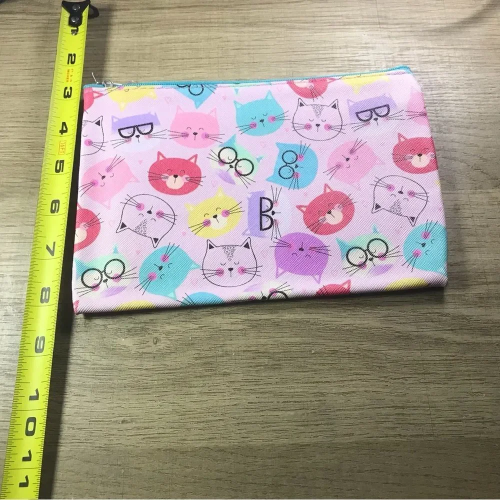 Colorful Cat Glasses Print Makeup Pouch Bag